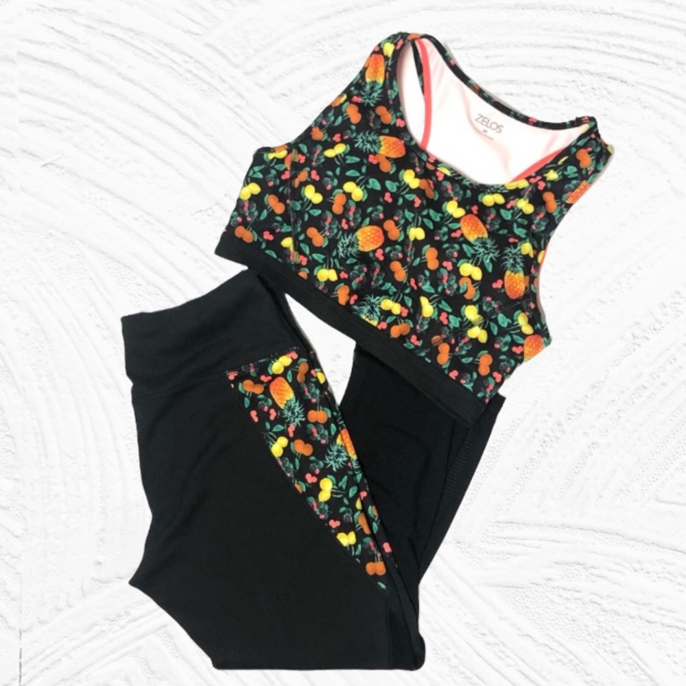 Zelos Fruit Novelty Print Workout Set Size S/M - Picture 1 of 11